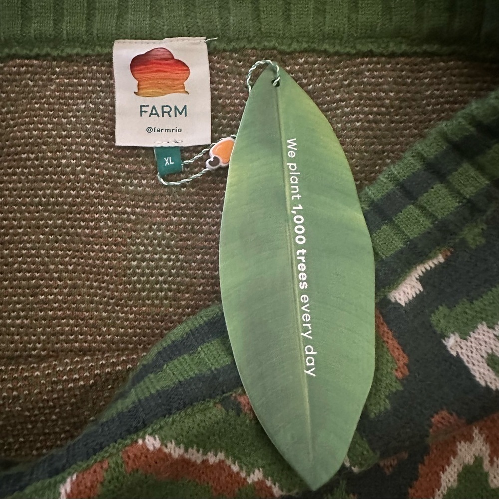 Farm Rio Green Brown knit size XL NWT pineapple ikat sweater mini skirt - Picture 3 of 9